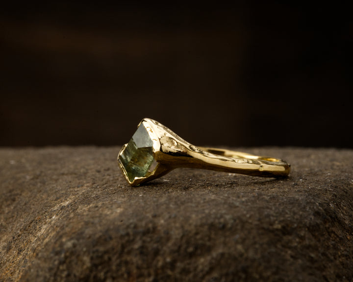 Emerald Cut Mossy Green Montana Sapphire Ring - 1.34ct