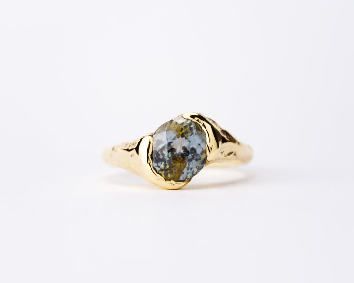 Sunlit Water Bi-Color Blue and Gold Montana Sapphire Ring - 2.36ct