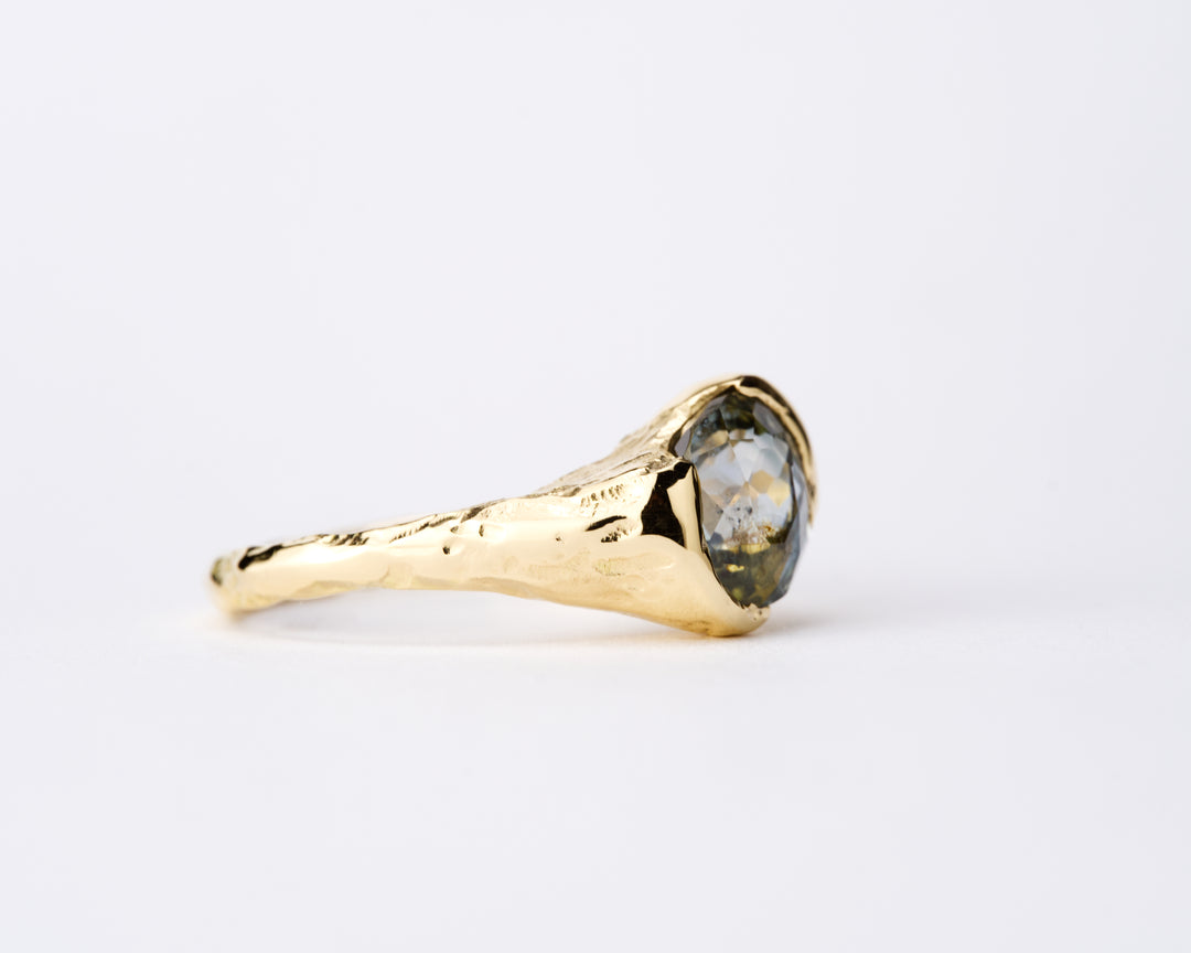 Sunlit Water Bi-Color Blue and Gold Montana Sapphire Ring - 2.36ct