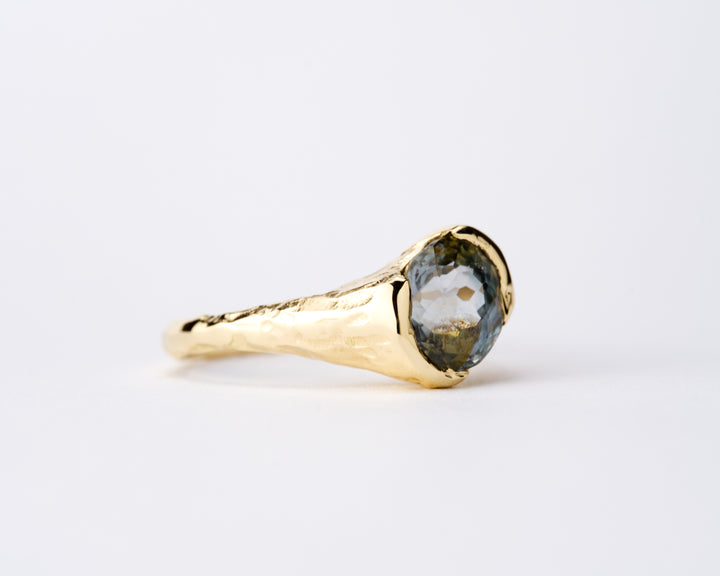 Sunlit Water Bi-Color Blue and Gold Montana Sapphire Ring - 2.36ct