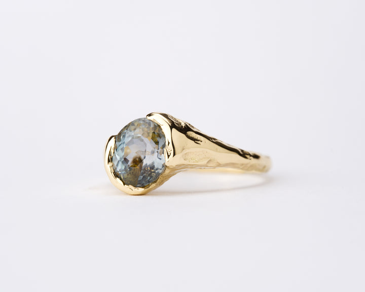 Sunlit Water Bi-Color Blue and Gold Montana Sapphire Ring - 2.36ct