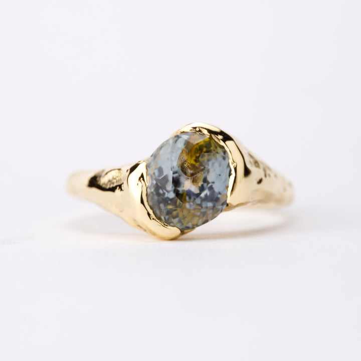 Sunlit Water Bi-Color Blue and Gold Montana Sapphire Ring - 2.36ct