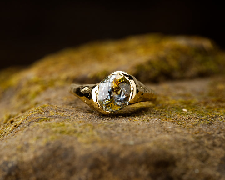 Sunlit Water Bi-Color Blue and Gold Montana Sapphire Ring - 2.36ct