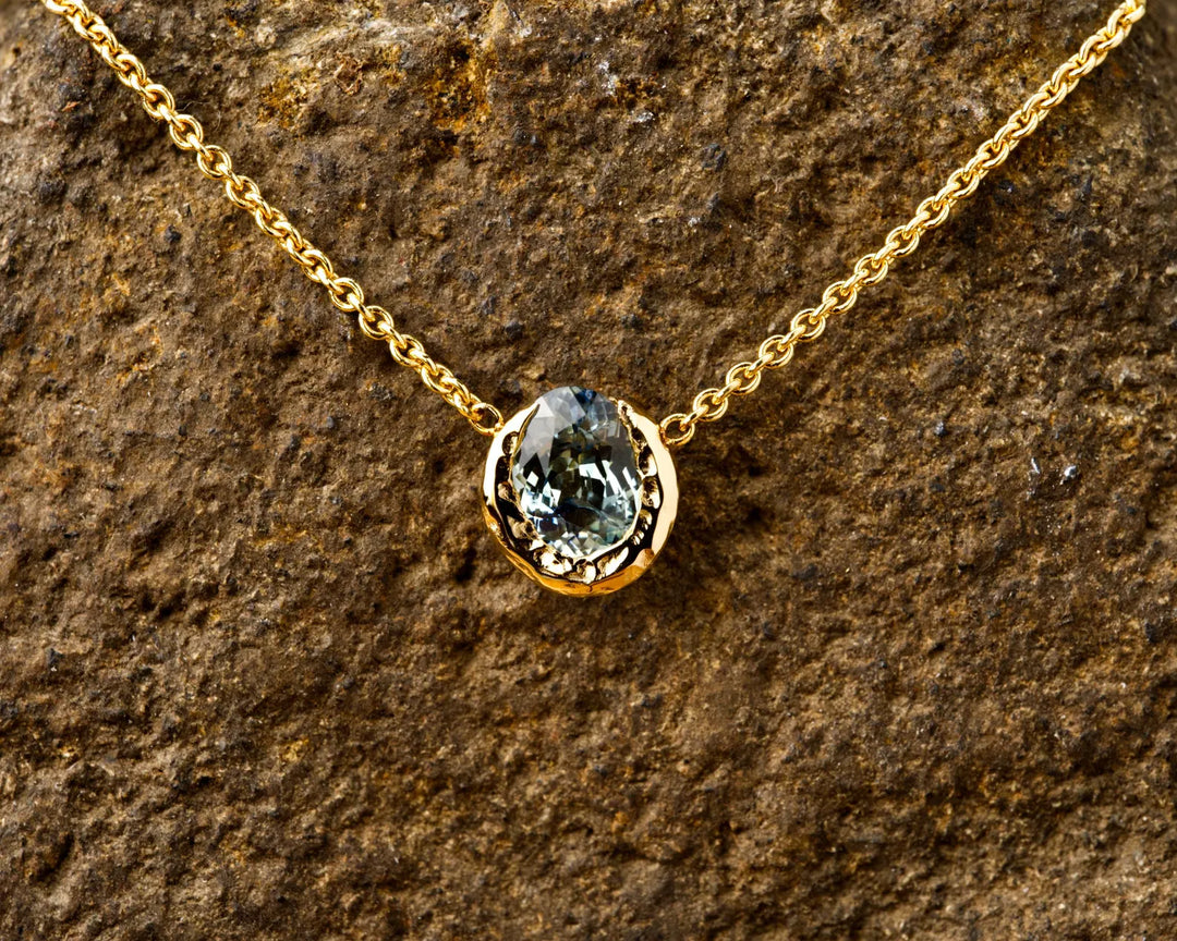 Bright Sky Blue Montana Sapphire Necklace