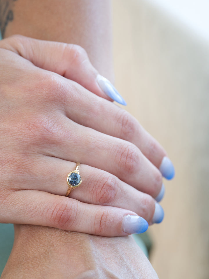 Deep Blue Montana Sapphire Ring - 1.425ct, handcrafted by Rigby Leigh