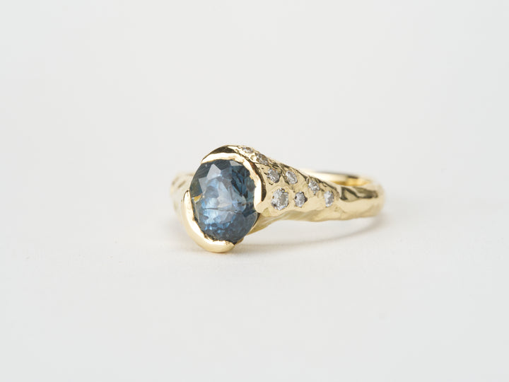 Deep Blue Montana Sapphire and diamond ring