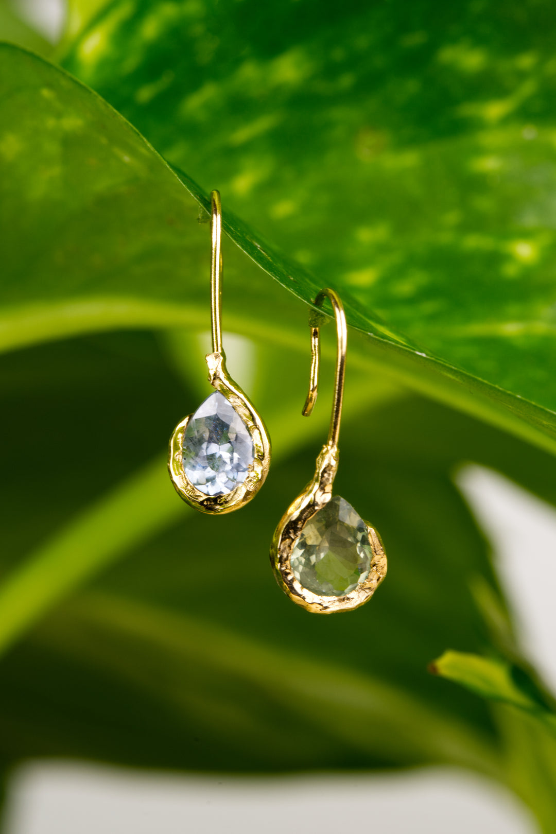 Hydrangea Blue and Green Montana Sapphire Earrings - 1.02ct