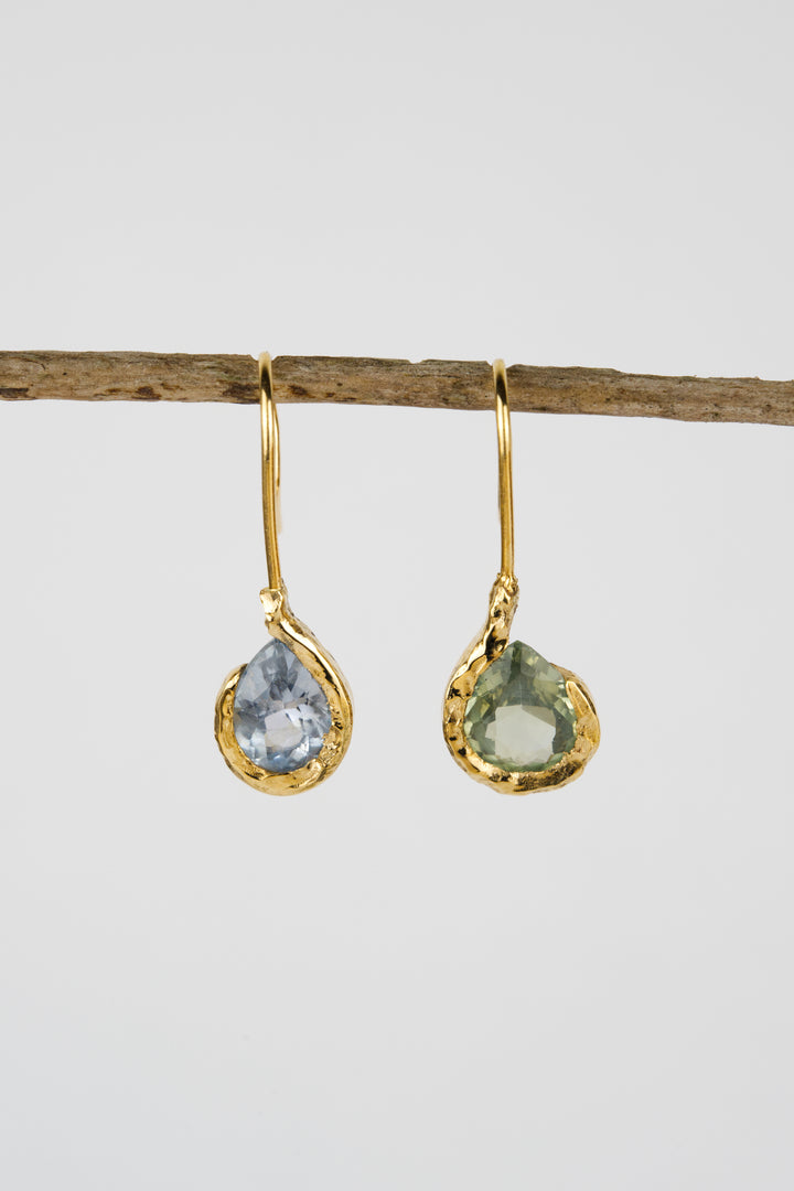 Hydrangea Blue and Green Montana Sapphire Earrings - 1.02ct