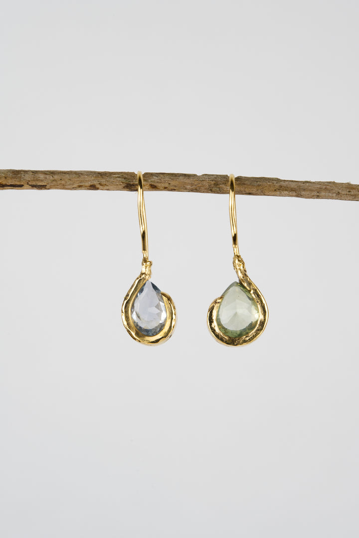 Hydrangea Blue and Green Montana Sapphire Earrings - 1.02ct