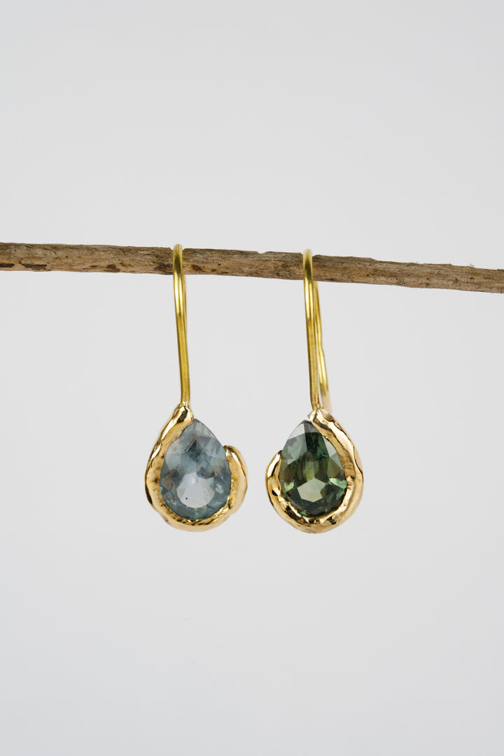 Spruce Blue and Green Montana Sapphire Earrings - 2.12ct