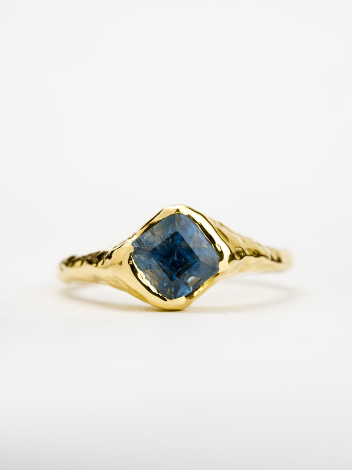Emerald Cut Blue Montana Sapphire Ring - 1.295ct, handcrafted by Rigby Leigh