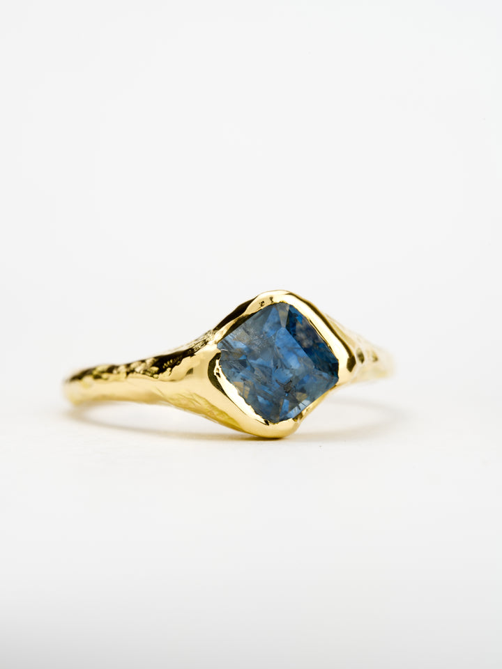 Emerald Cut Blue Montana Sapphire Ring - 1.295ct, handcrafted by Rigby Leigh