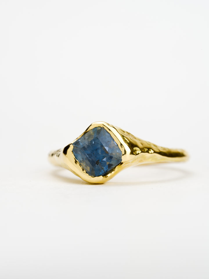 Emerald Cut Blue Montana Sapphire Ring - 1.295ct, handcrafted by Rigby Leigh