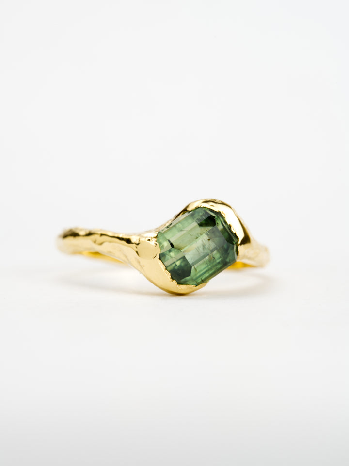 Emerald Cut Deep Green Montana Sapphire Ring - 2.055ct, handcrafted by Rigby Leigh