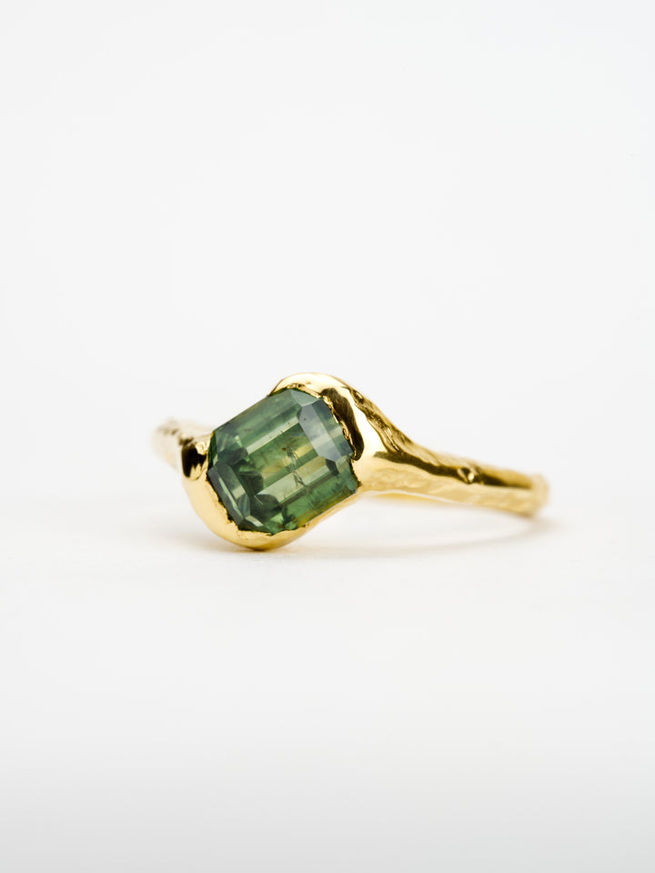 Emerald Cut Deep Green Montana Sapphire Ring - 2.055ct, handcrafted by Rigby Leigh