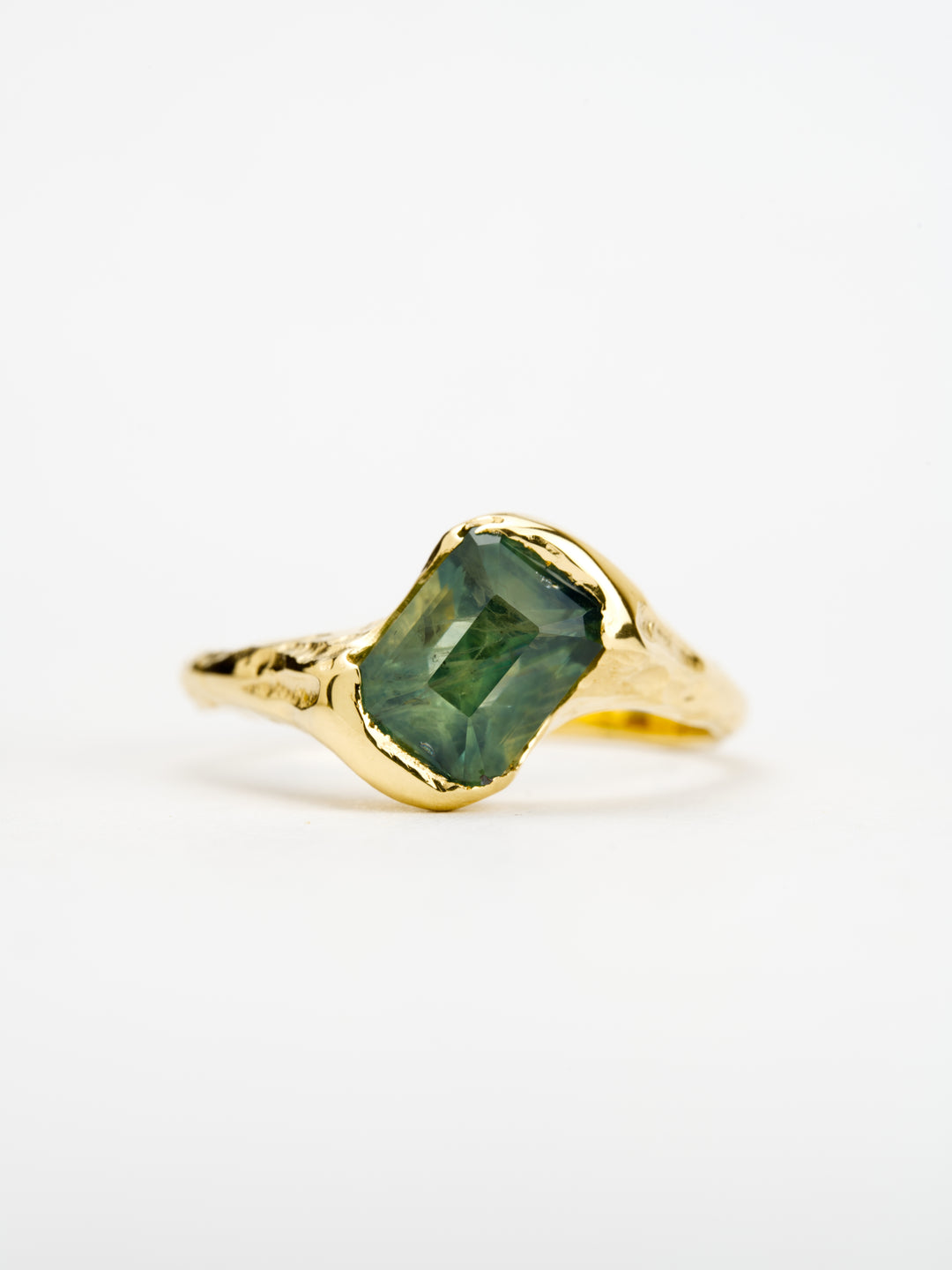 Emerald Cut Green Montana Sapphire Ring - 1.975ct, handcrafted by Rigby Leigh