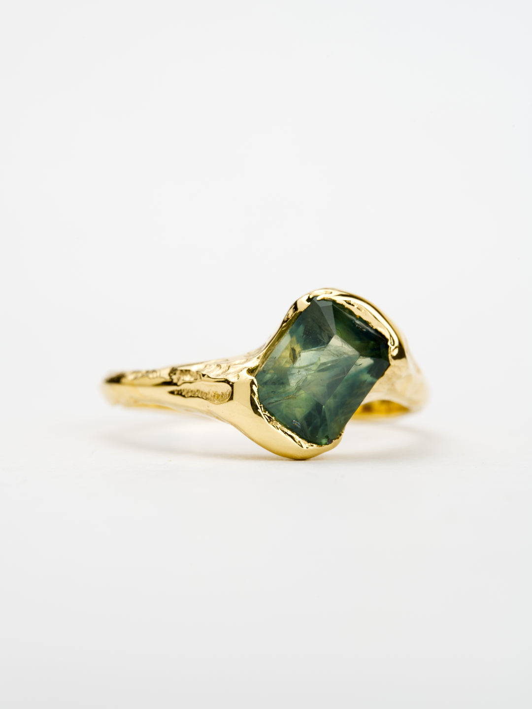 Emerald Cut Green Montana Sapphire Ring - 1.975ct, handcrafted by Rigby Leigh