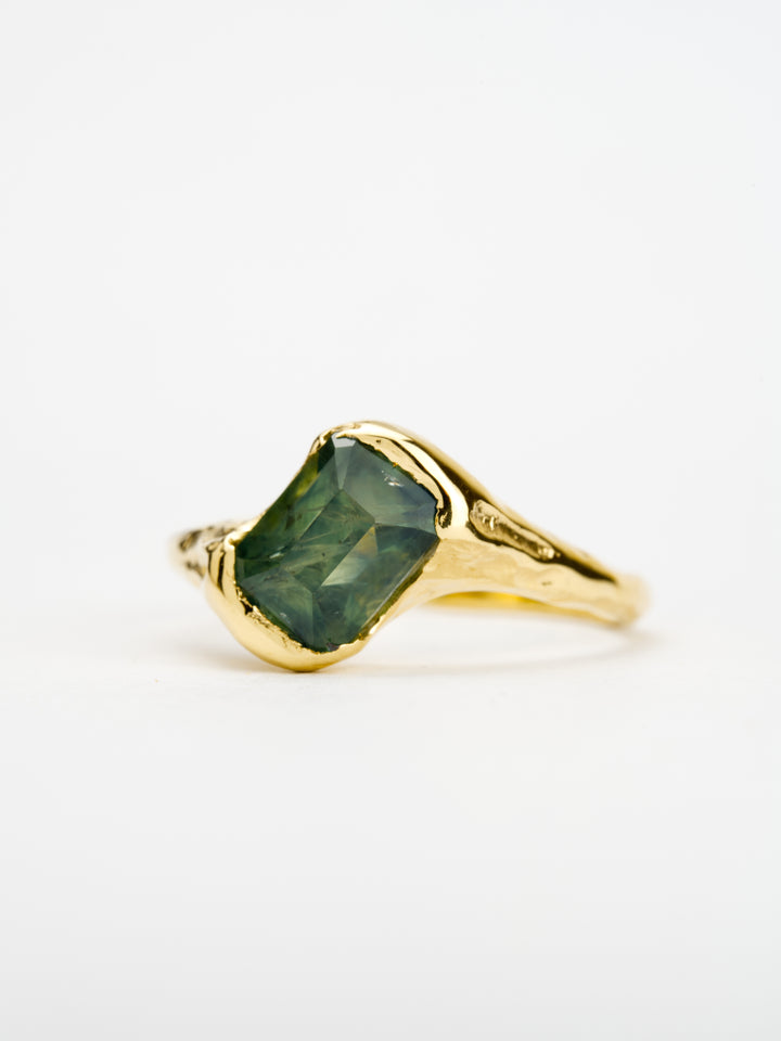 Emerald Cut Green Montana Sapphire Ring - 1.975ct, handcrafted by Rigby Leigh