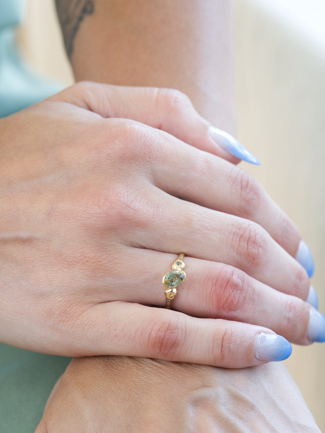 Fern Green Montana Sapphire Ring - 0.975ct, handcrafted by Rigby Leigh