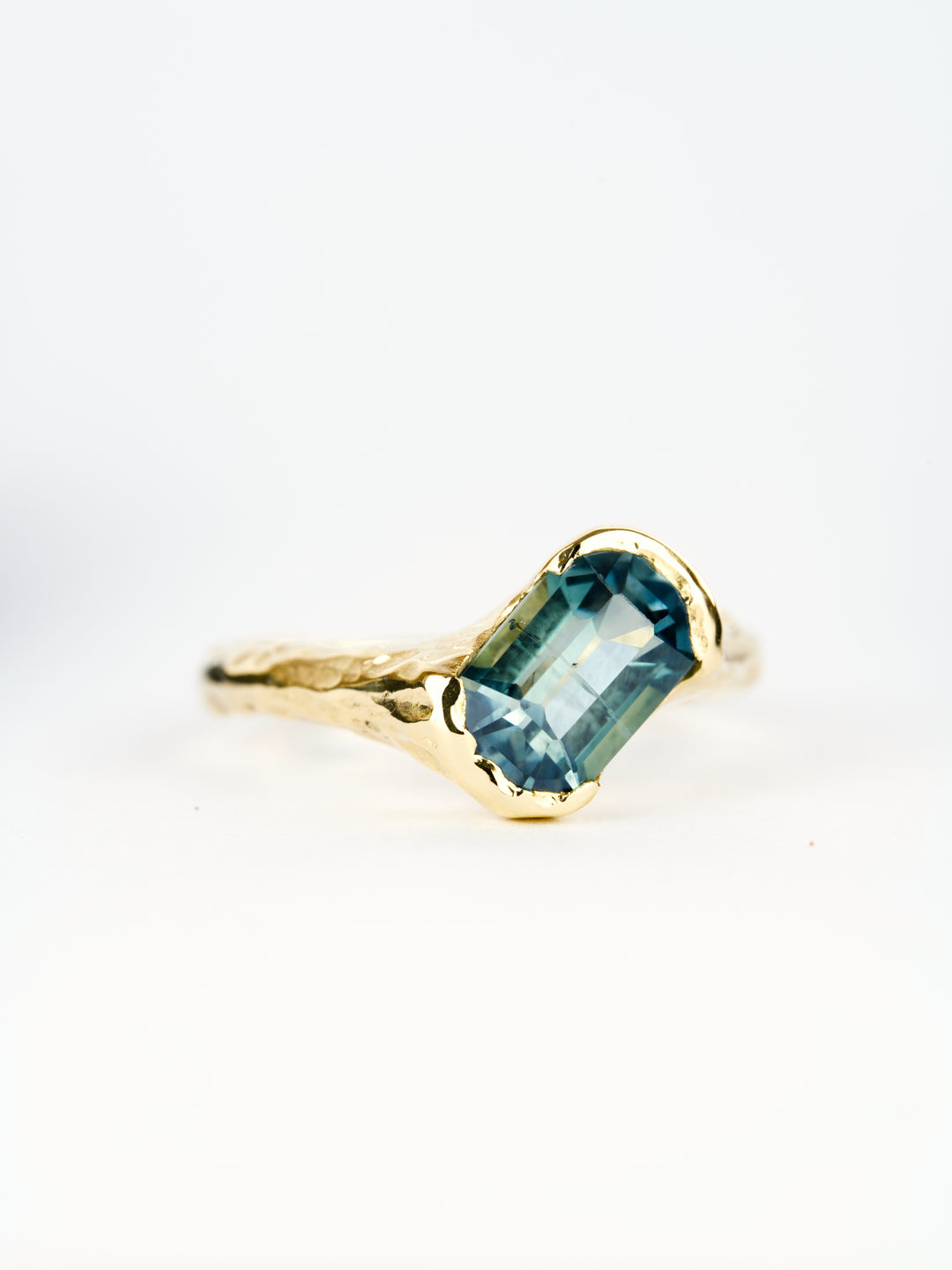 Emerald Cut Harbor Blue Montana Sapphire Ring - 2.045ct