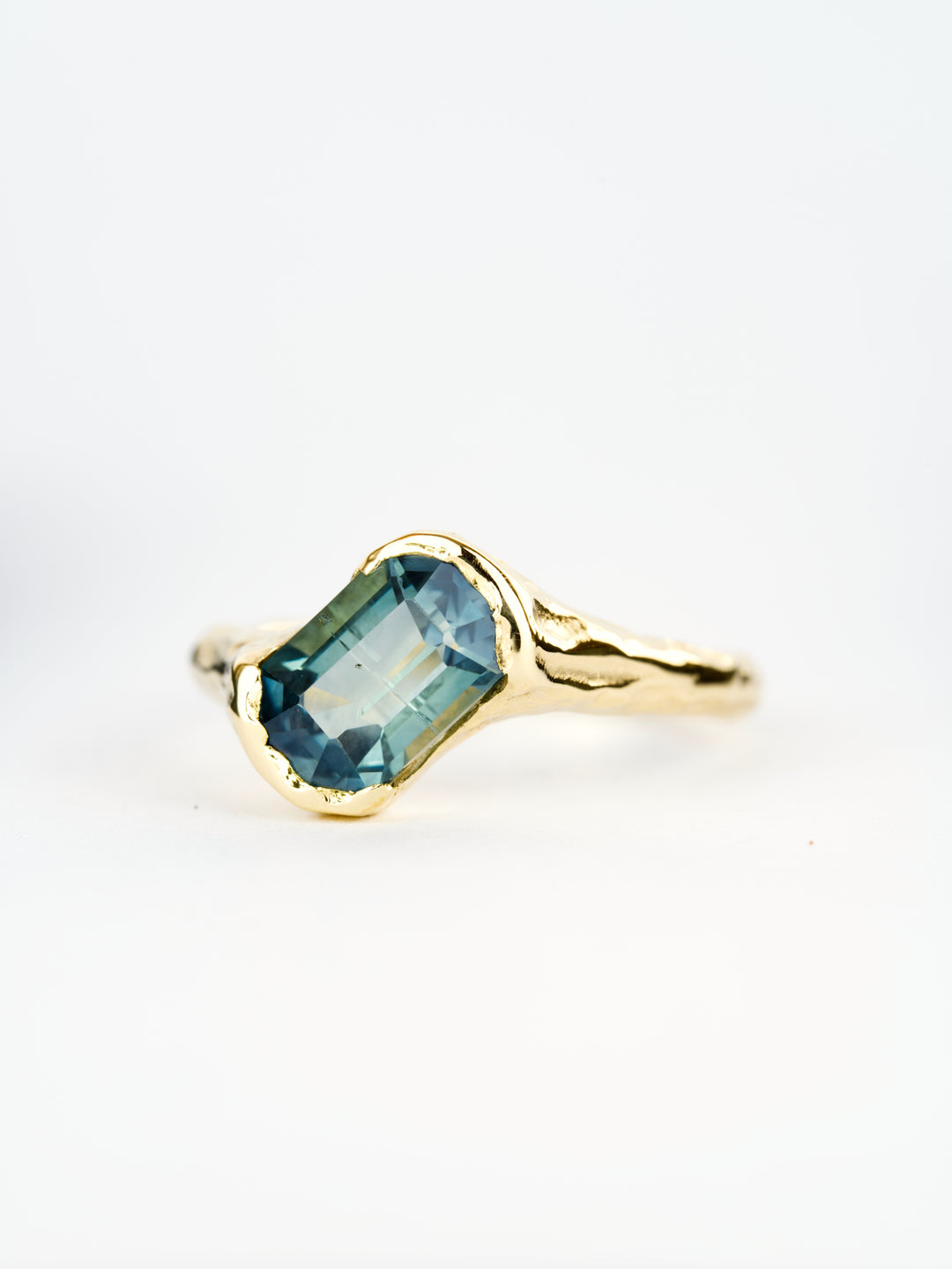 Emerald Cut Harbor Blue Montana Sapphire Ring - 2.045ct