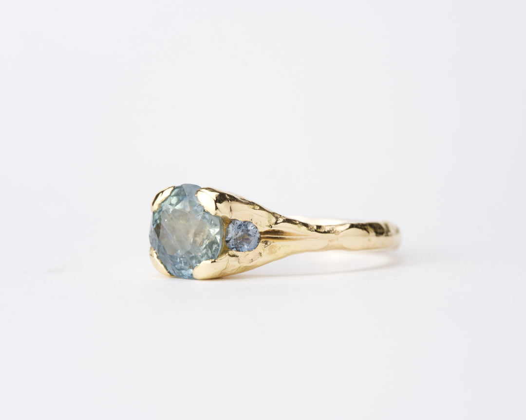 Three Stone Blue Montana Sapphire Ring - 1.85ct
