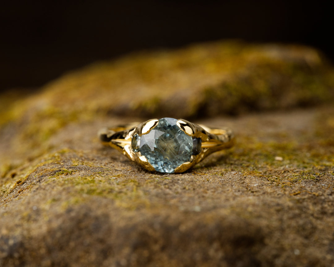Three Stone Blue Montana Sapphire Ring - 1.85ct