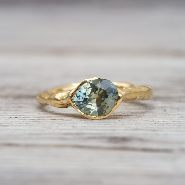 Color Change Green & Blue Montana Sapphire Solitaire Ring