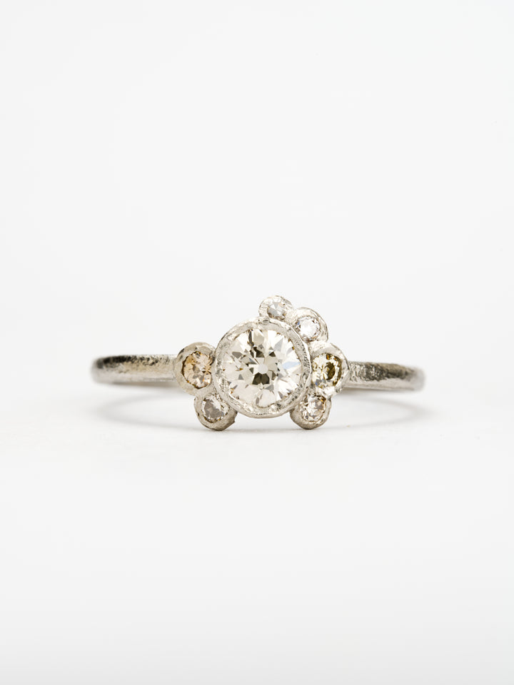Moonlit White Antique Diamond Ring - 0.35ct, handcrafted by RigbyLeigh