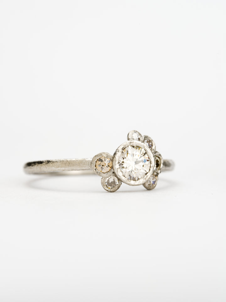Moonlit White Antique Diamond Ring - 0.35ct, handcrafted by RigbyLeigh