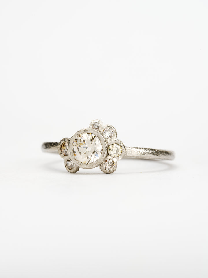 Moonlit White Antique Diamond Ring - 0.35ct, handcrafted by RigbyLeigh