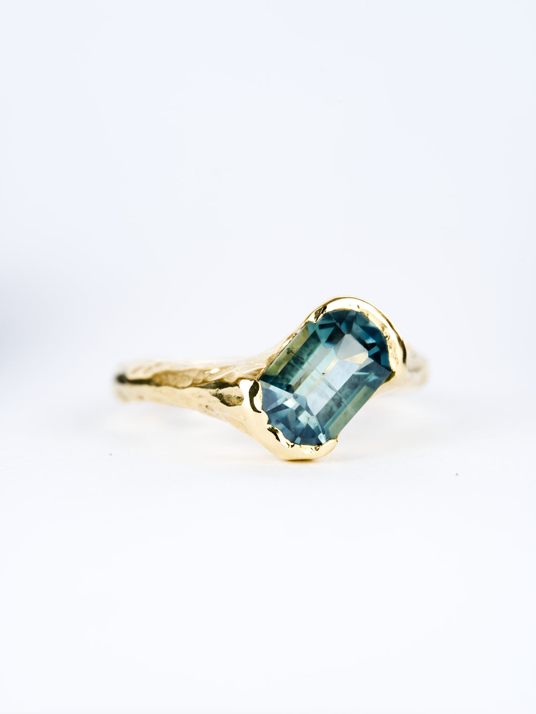 Emerald Cut Harbor Blue Montana Sapphire Ring - 2.045ct