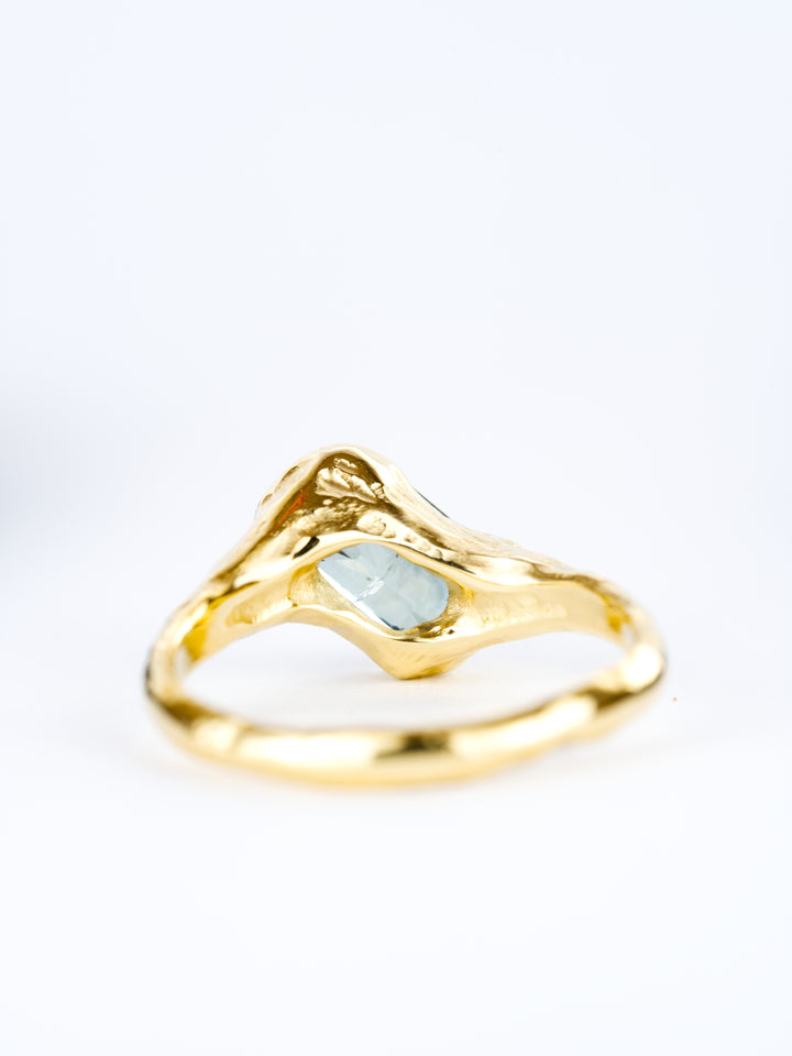 Emerald Cut Harbor Blue Montana Sapphire Ring - 2.045ct