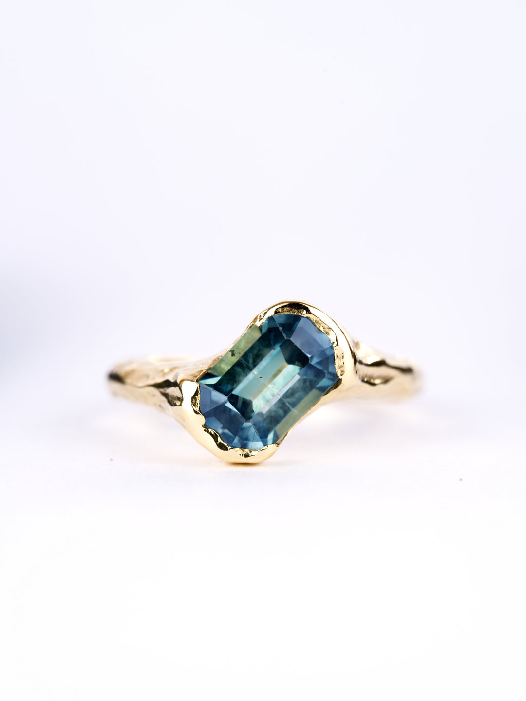 Emerald Cut Harbor Blue Montana Sapphire Ring - 2.045ct