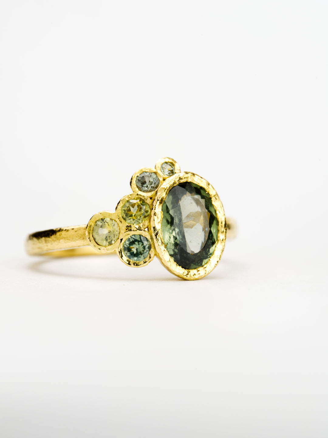 Shale Green Montana Sapphire Ring - 1.37ct, handcrafted by Rigby Leigh
