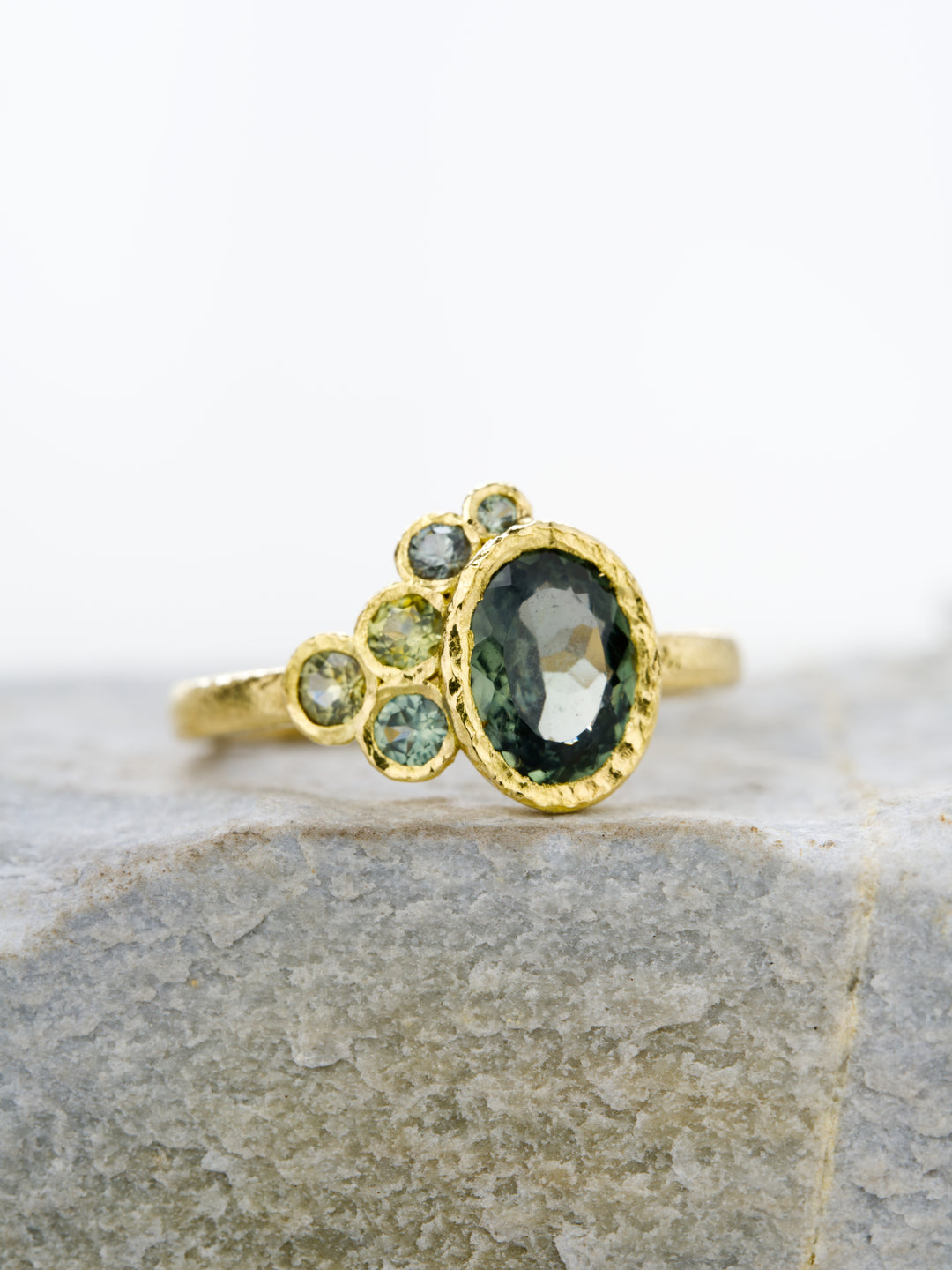 Shale Green Montana Sapphire Ring - 1.37ct