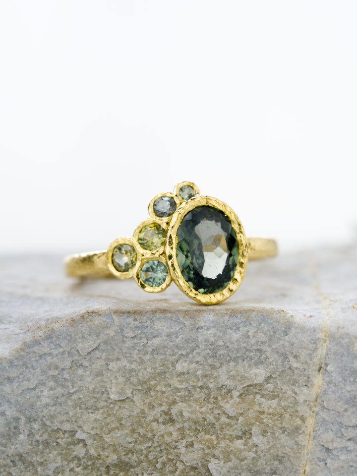 Shale Green Montana Sapphire Ring - 1.37ct