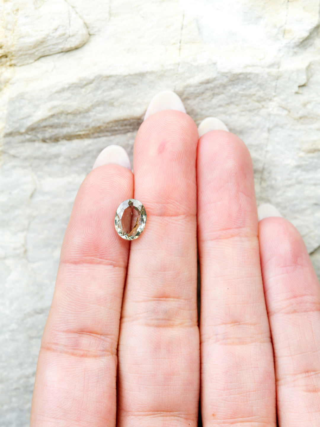 Amber Fault — 1.895ct green Montana sapphire, 9mm, unheated