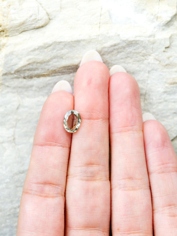Amber Fault — 1.895ct green Montana sapphire, 9mm, unheated