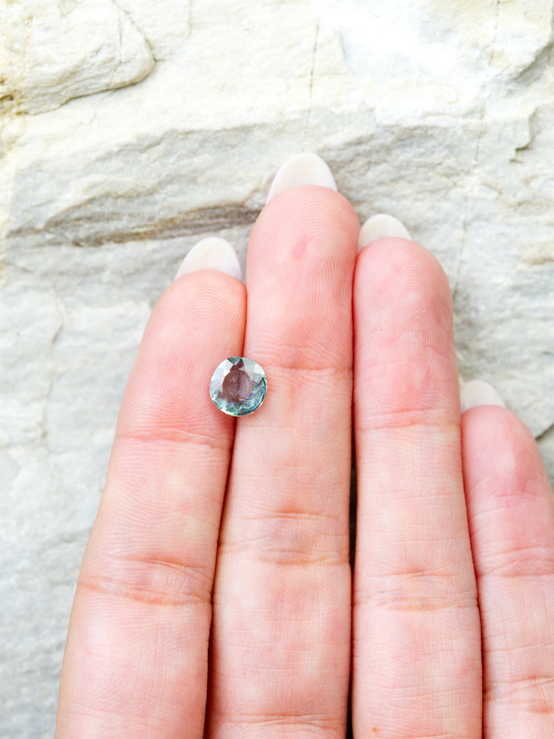 Arctic Moss — 1.490ct teal Montana sapphire, 8mm, unheated
