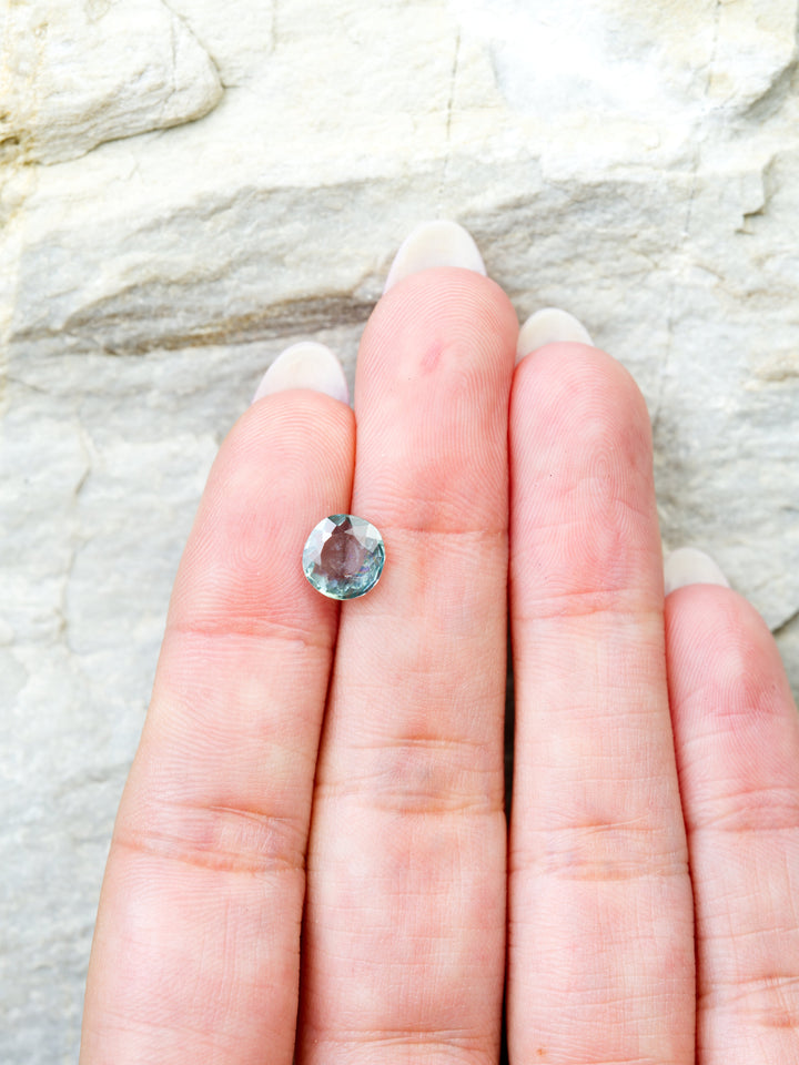 Arctic Moss — 1.490ct teal Montana sapphire, 8mm, unheated