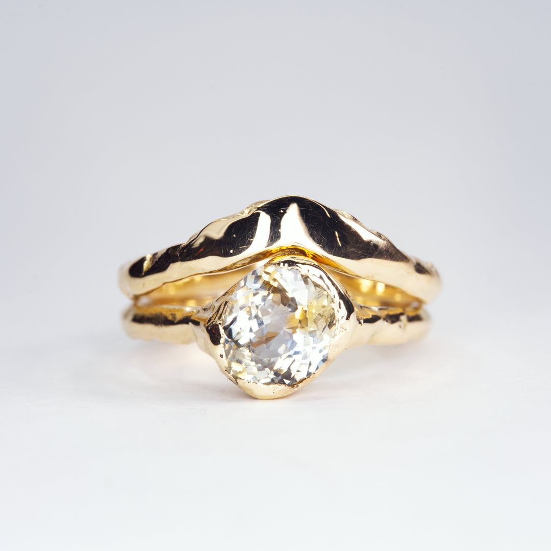 Curved Engagement Fit band Natural, handcrafted by Rigby Leigh