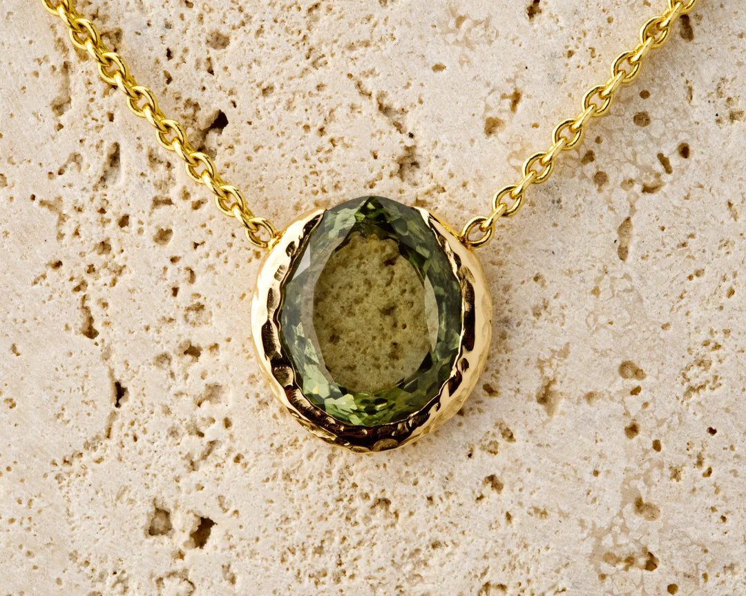 Deep Forest Green Montana Sapphire Necklace, handcrafted by Rigby Leigh
