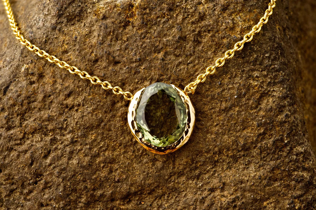 Deep Forest Green Montana Sapphire Necklace, handcrafted by Rigby Leigh