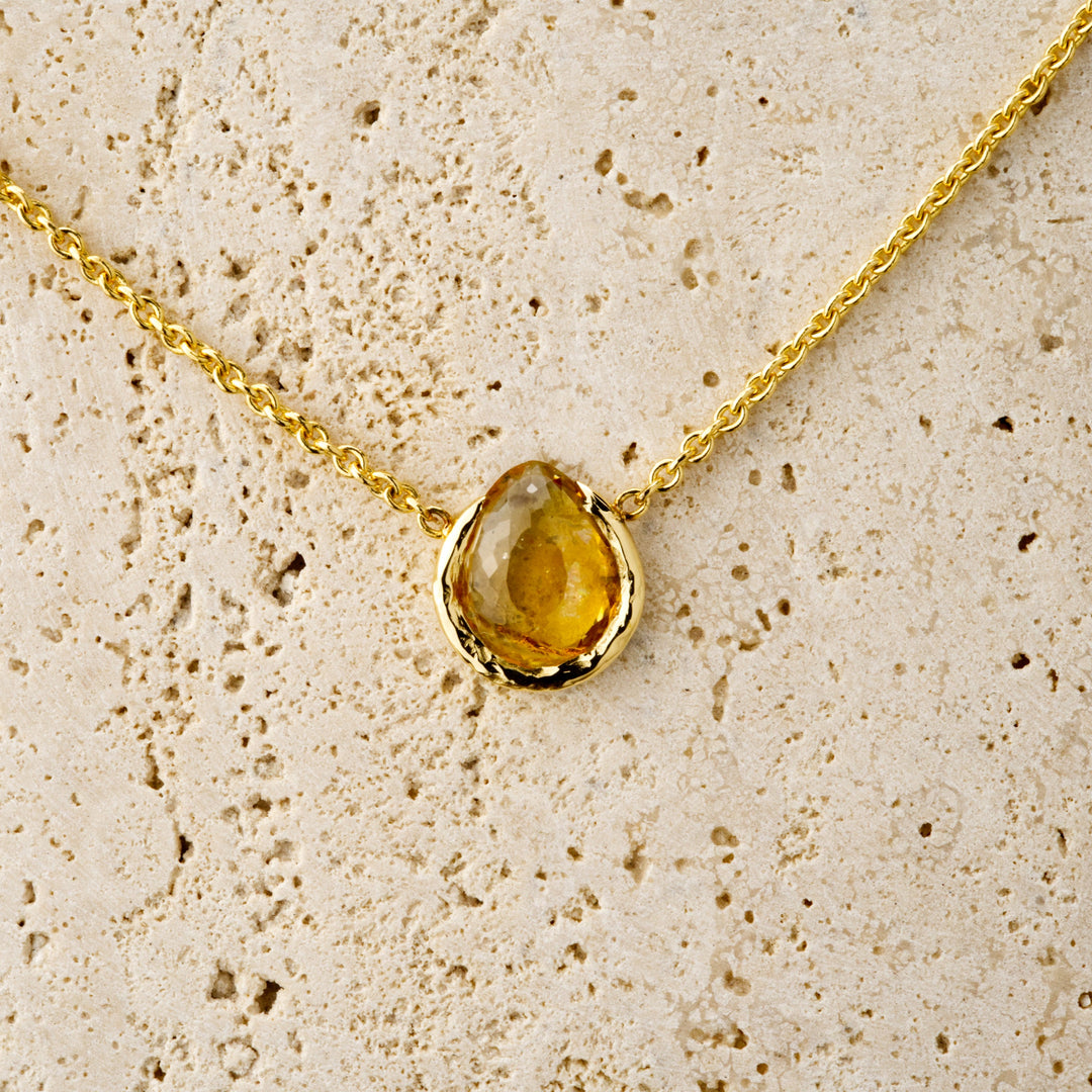 Desert Orange Montana Sapphire Necklace, handcrafted by Rigby Leigh