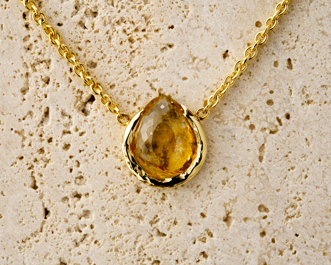 Desert Orange Montana Sapphire Necklace, handcrafted by Rigby Leigh