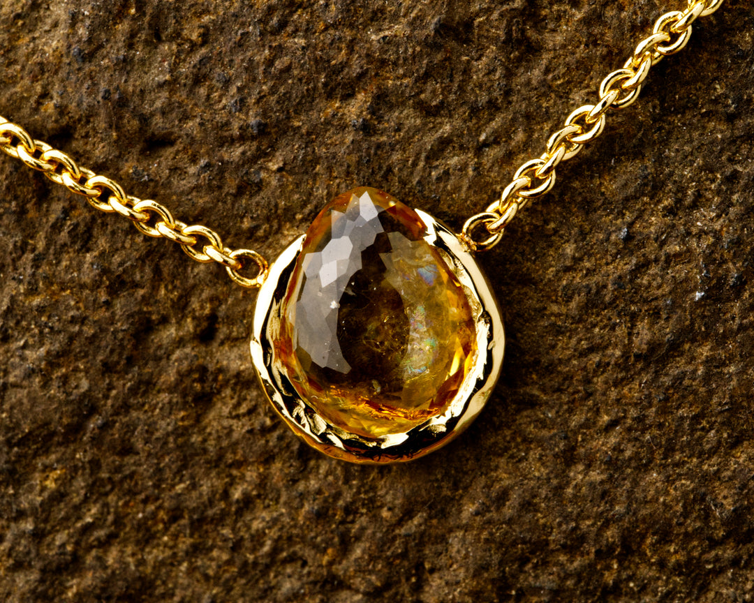 Desert Orange Montana Sapphire Necklace, handcrafted by Rigby Leigh
