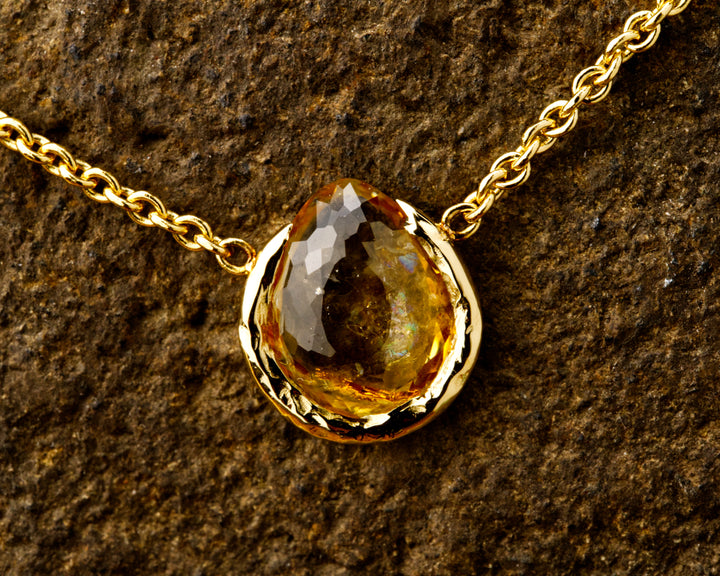 Desert Orange Montana Sapphire Necklace, handcrafted by Rigby Leigh