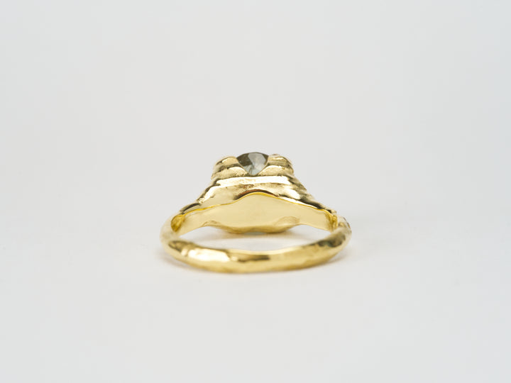 Earth Green Montana Sapphire Ring - Three Stone, handcrafted by Rigby Leigh