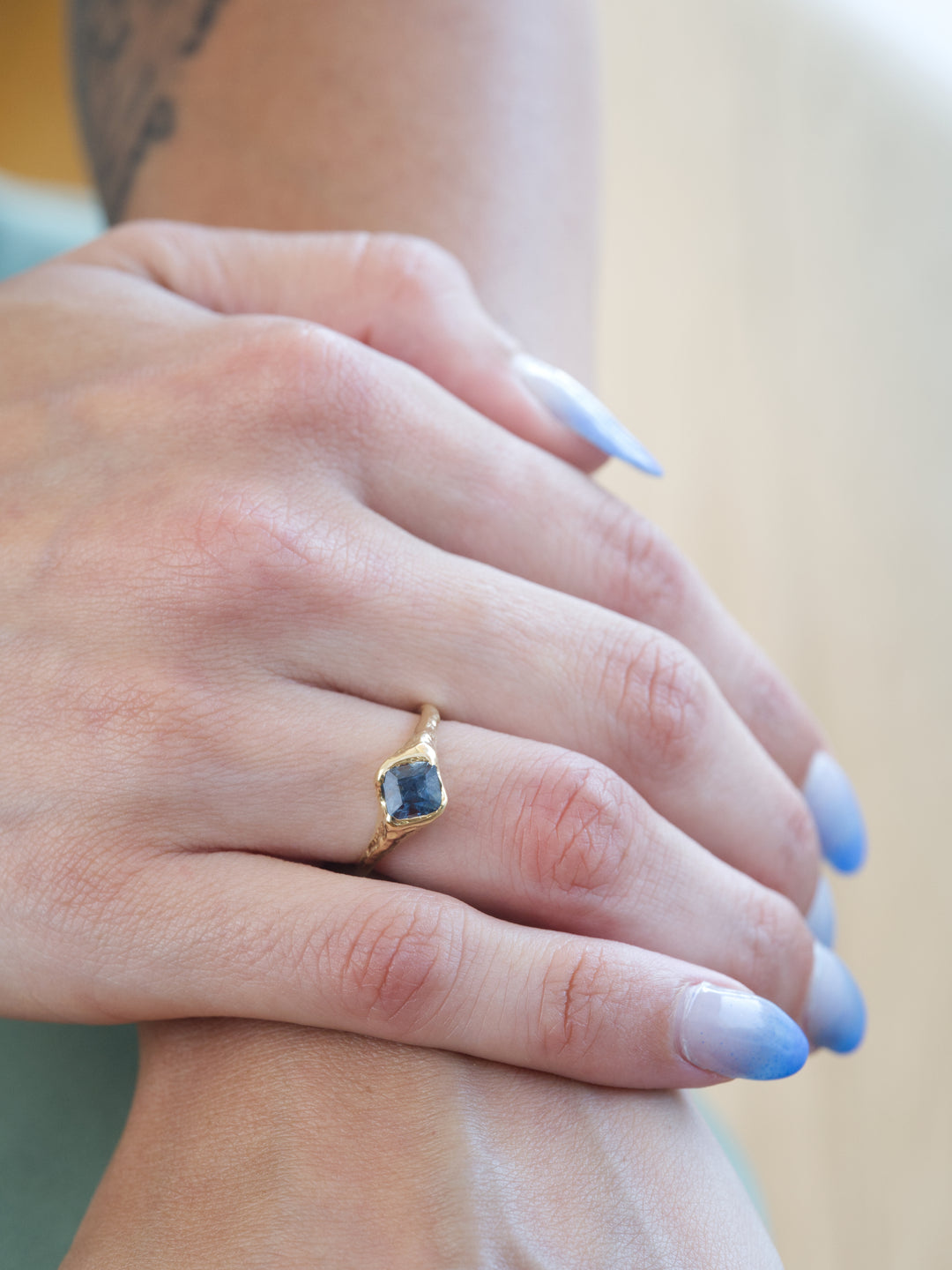 Emerald Cut Blue Montana Sapphire Ring - 1.295ct, handcrafted by Rigby Leigh